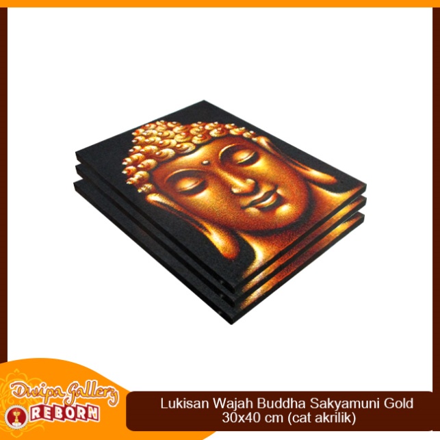 Lukisan / Painting Buddha Face Gold Kanvas 30x40cm