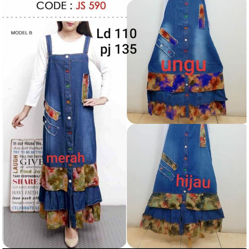 Gamis Cantik Jeans Overall