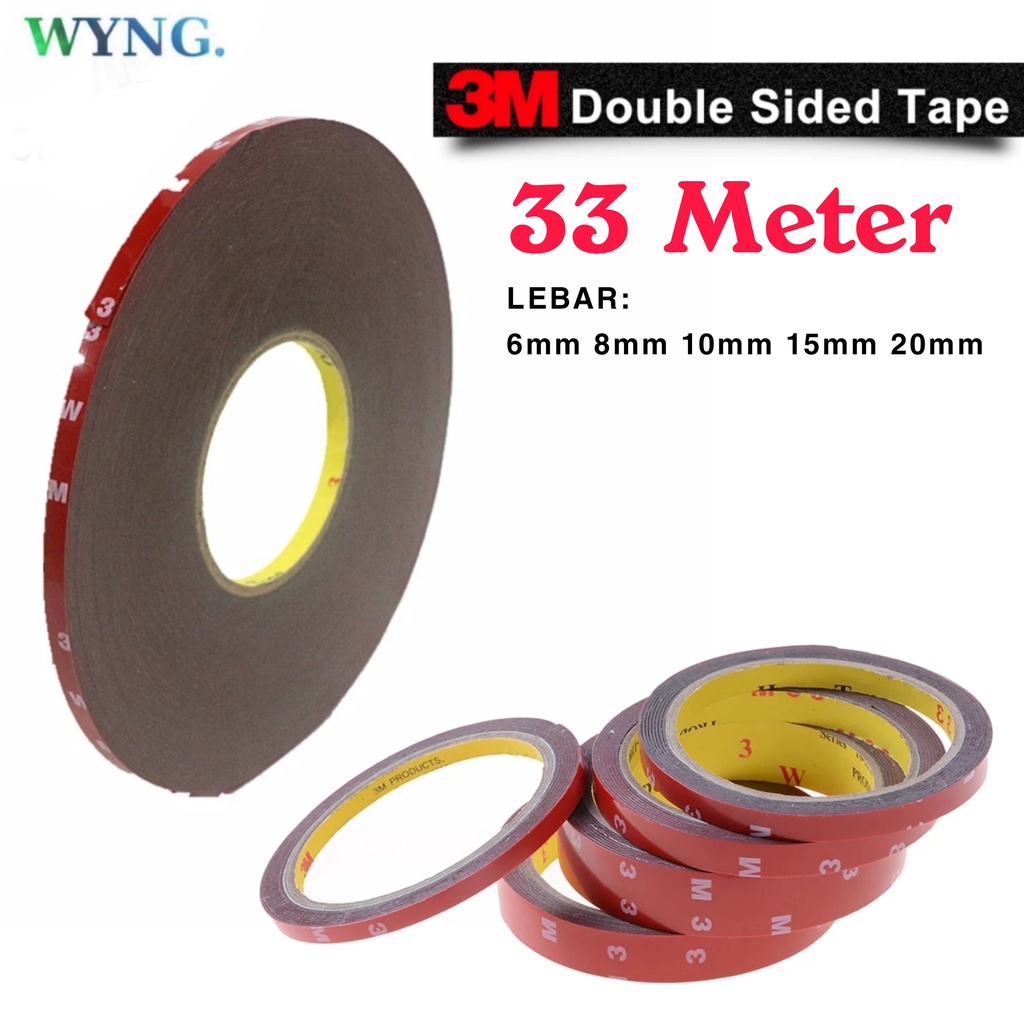 3M - 33 Meter Double-Sided Tape Acrylic Foam Plastic - Selotip Lakban Kayu Akrilik Kaca Dekorasi Tem