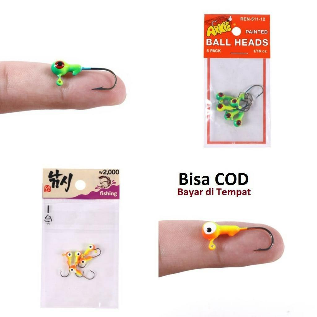 Jig Head 2.5cm/1.75gr (isi 5) Kail Pancing Untuk Umpan Soft Lure Bahan Metal Lead Hook Fishing Lure