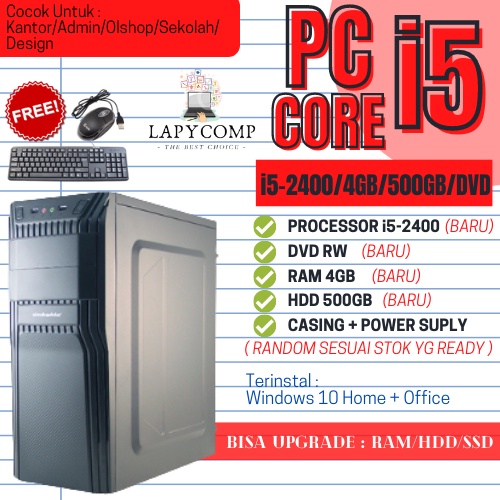 DISKON PC CPU RAKITAN WINDOWS 10-CORE i5 GEN2-RAM 8GB-HDD 500GB-DVDRW-INTEL