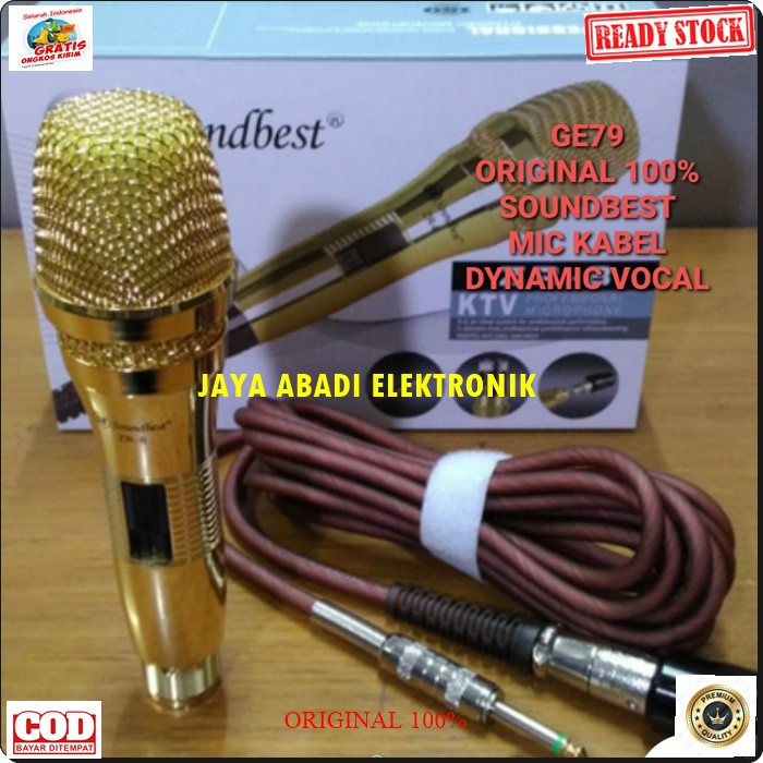 G79 SOUNDBEST MIK KABEL DYNAMIC LEGENDARY KARAOKE VOCAL MUSIK MIKROPHONE AUDIO SOUND SYSTEM PENGERAS SUARA PRO PROFESIONAL MIKROPHONE LEGENDARIS GOLDEN TERBUAT DARI BESI METAL BISA DIGUNAKAN SEGALA JENIS AUDIO TANPA MENGGUNAKAN BATRAI