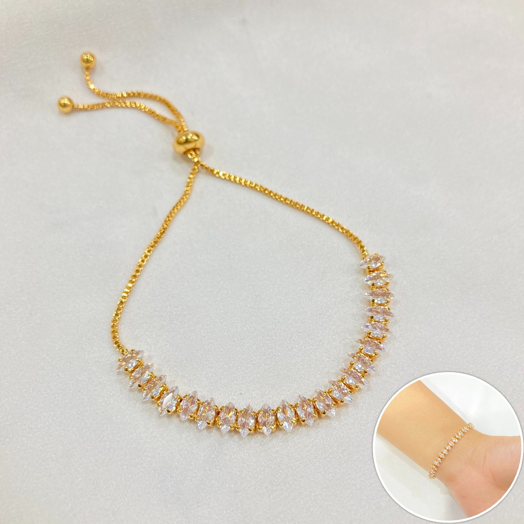 Gelang Serut Lapis Emas Full Permata Aksesoris Fashion