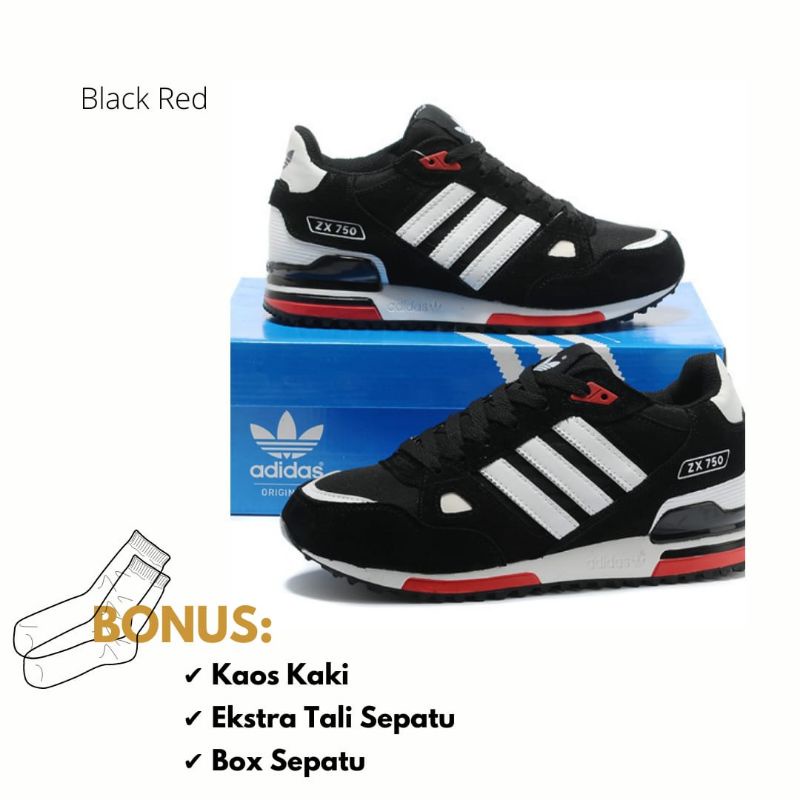 Sepatu Adidas ZX 750 Black Red