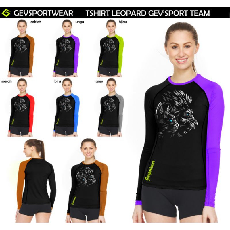 Baju Senam Muslim Gevsportwear T-shirt Long Leopard