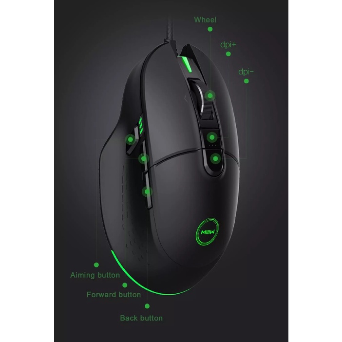 MIIIW 700G MWGM01 - Wired Mouse Gaming 7200DPI 6 Button RGB Colourful