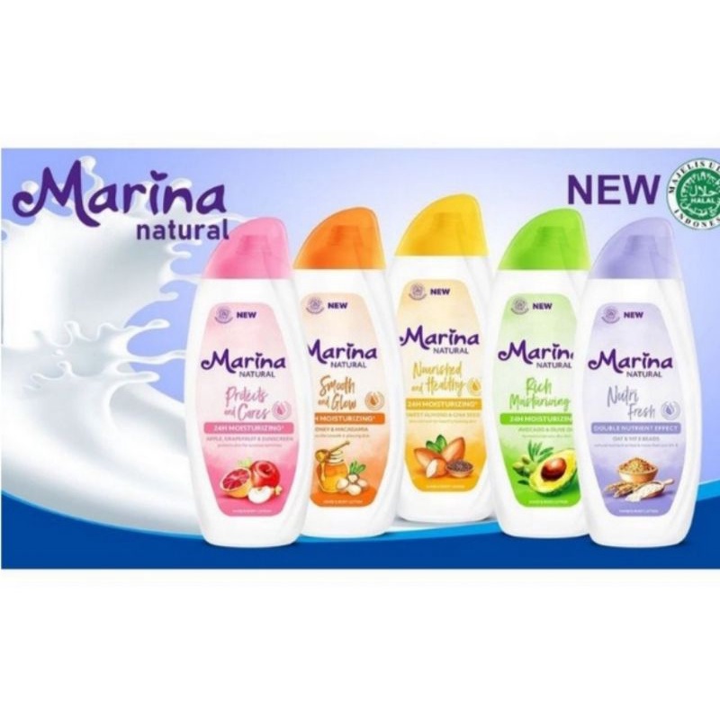 Marina Natural Hand &amp; Body Lotion 95 ml dan 190 ml.