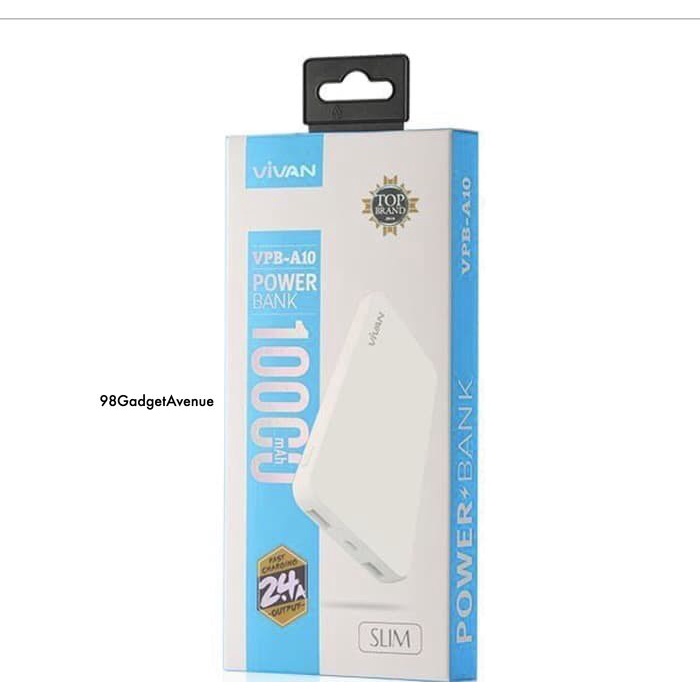 POWER BANK VIVAN A10 10000mah WHITE