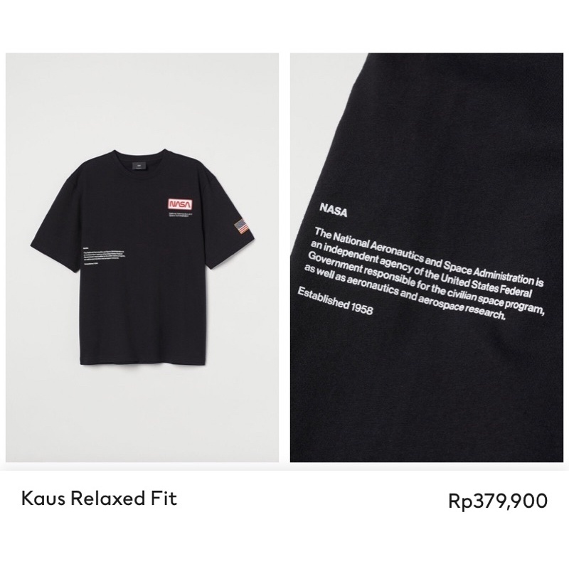 Tshirt Oversize Pria NASA H&M Original Store