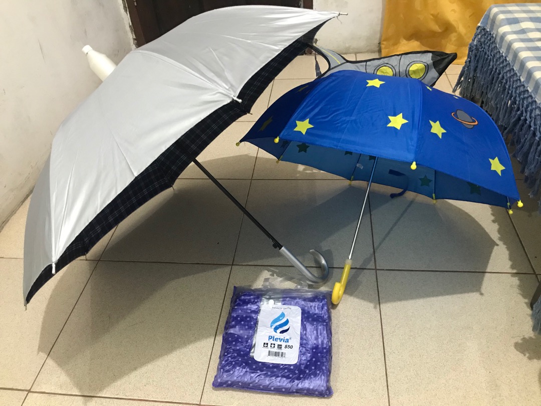 Payung Tongkat Silver Plus Alat Sliding Pelindung Plastik Cover No Drip Unbreakable Awet Tahan Lama