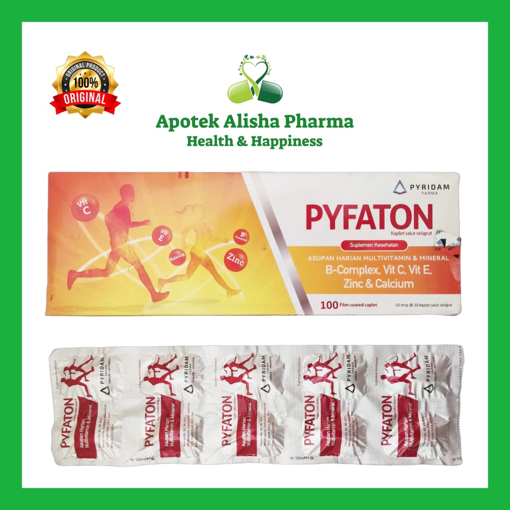 PYFATON Strip 10Kaplet-Pyfaton Tablet Suplemen Multivitamin Mineral Penambah Nafsu Makan Berat Badan Daya Tahan Tubuh/Pifaton Tablet/Pipaton Tablet