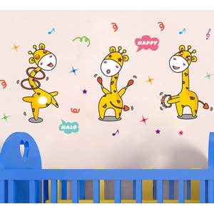 Stiker Dekorasi Dinding Motif 3 Jerapah Penari