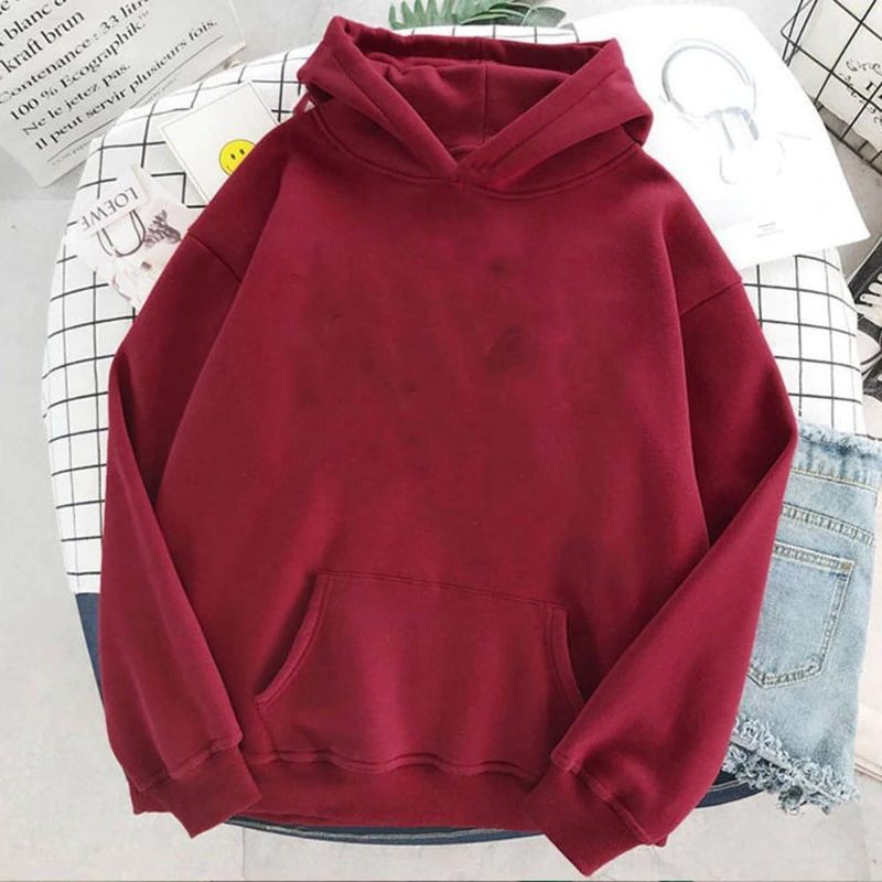 LyfashionStore Sweater Hoodie Wanita KING POLOS-Maroon