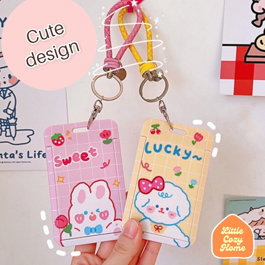 CUTIE CARD HOLDER / Pelindung Kartu Motif Kartun Transportasi Gaya Korea Untuk Sekolah Kantor / Gantungan Tali Kartu Akses MRT Busway Lanyard