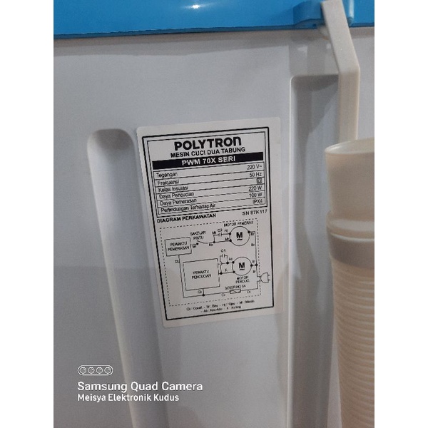 Mesin cuci 2 tabung 7kg Polytron PWM 7073