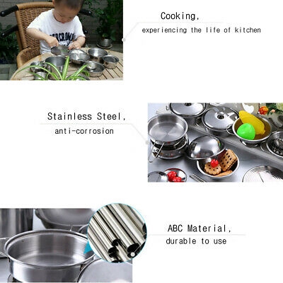 16Pcs Peralatan Dapur Bahan Stainless Steel untuk Bermain Peran-4