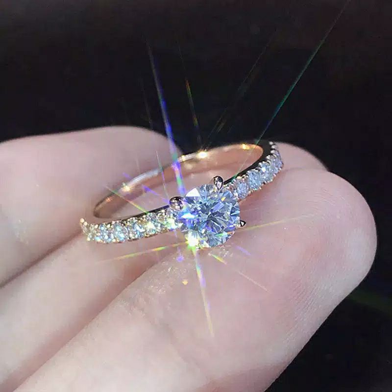 Cincin Titanium  Berlian Full Permata Fashion Korea Stylish Anti Karat & Alergi-C11 Rosegold