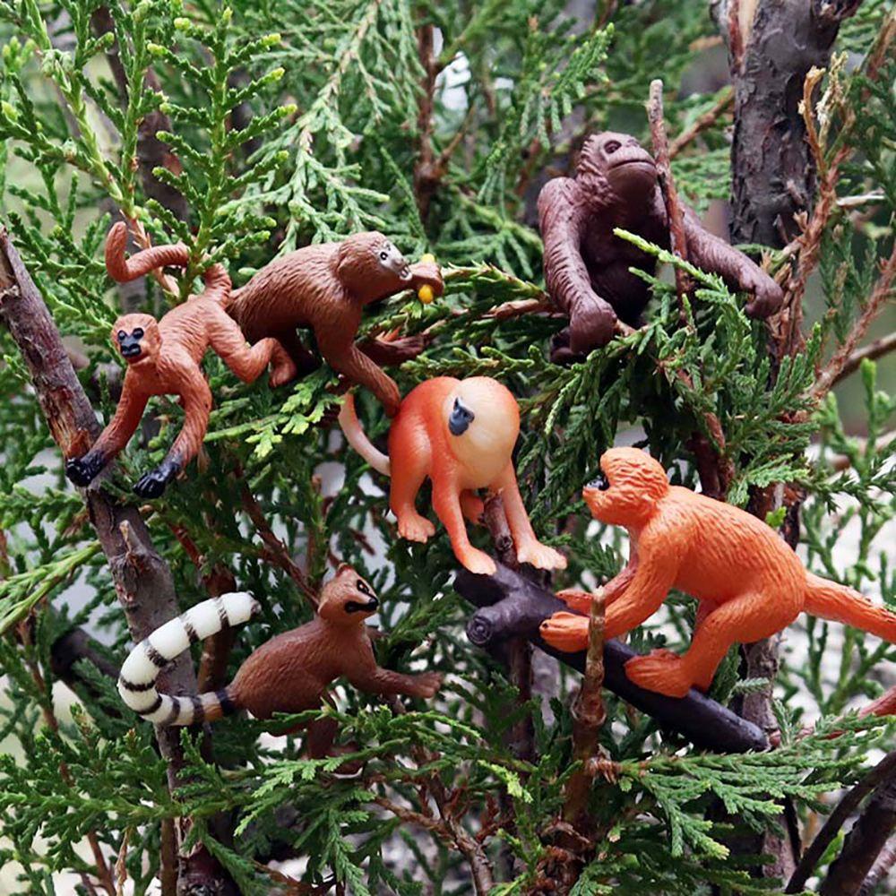 Nanas 6PCS Model Monyet Manusia Hidup Sains Alam Zoo Adegan Belajar Awal Simulasi Gibbon Anak