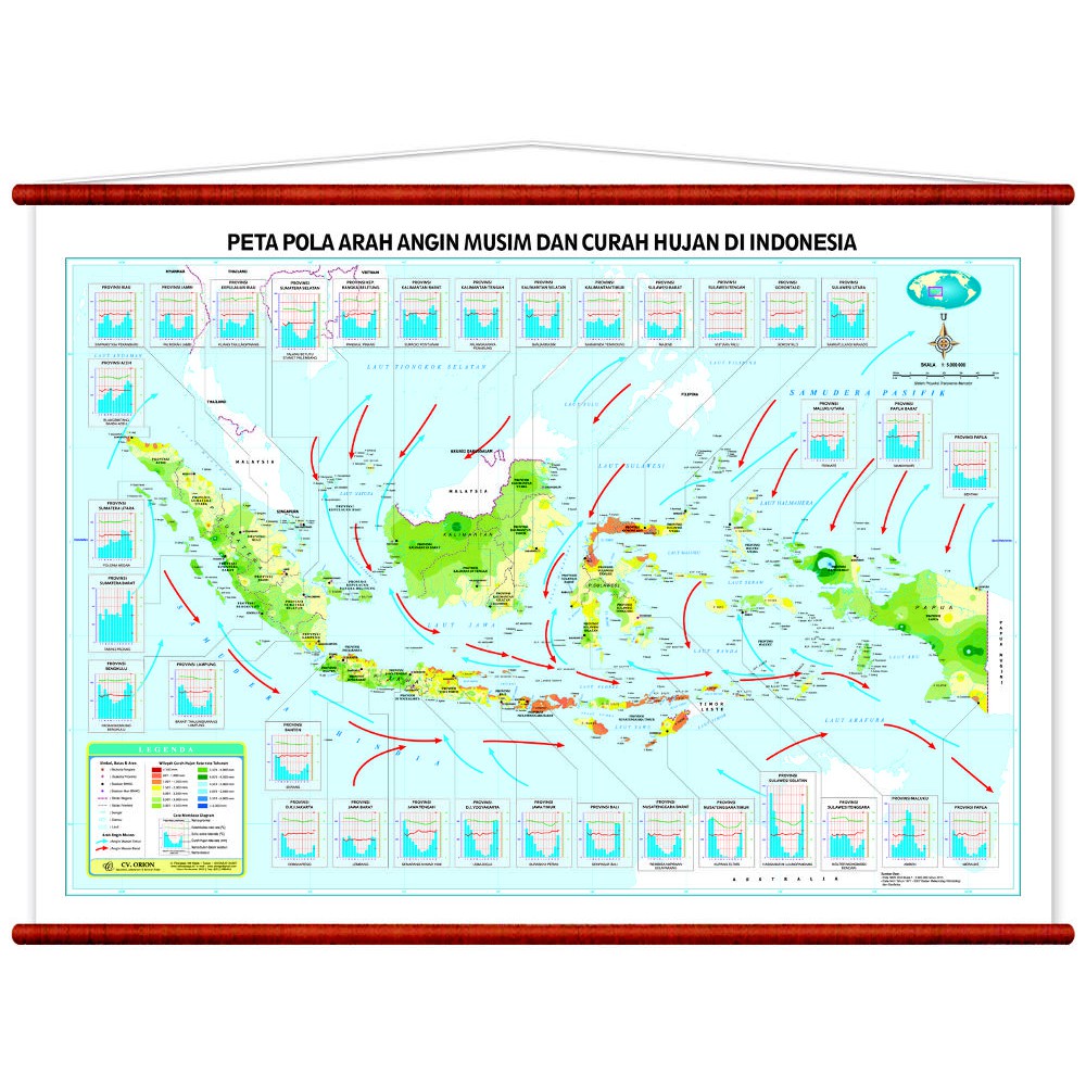 Jual Peta Pola Arah Angin Musim Dan Curah Hujan Di Indonesia Indonesia