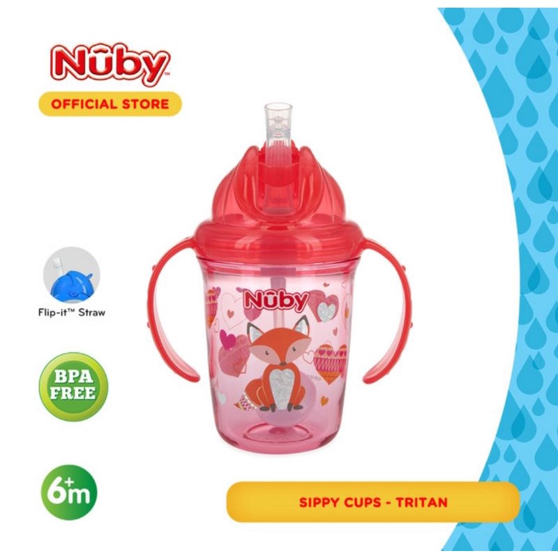 Nuby Tritan Bottle Flip It Glitter 240 ml/Botol Minum Anak Nuby