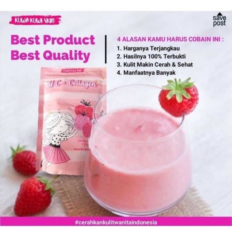 

UC + COLLAGEN KUWA KUWI SKIN Strawberry Latte Susu Pemutih U C + COLAGEN UC+COLLAGEN kolagen UC Collagen