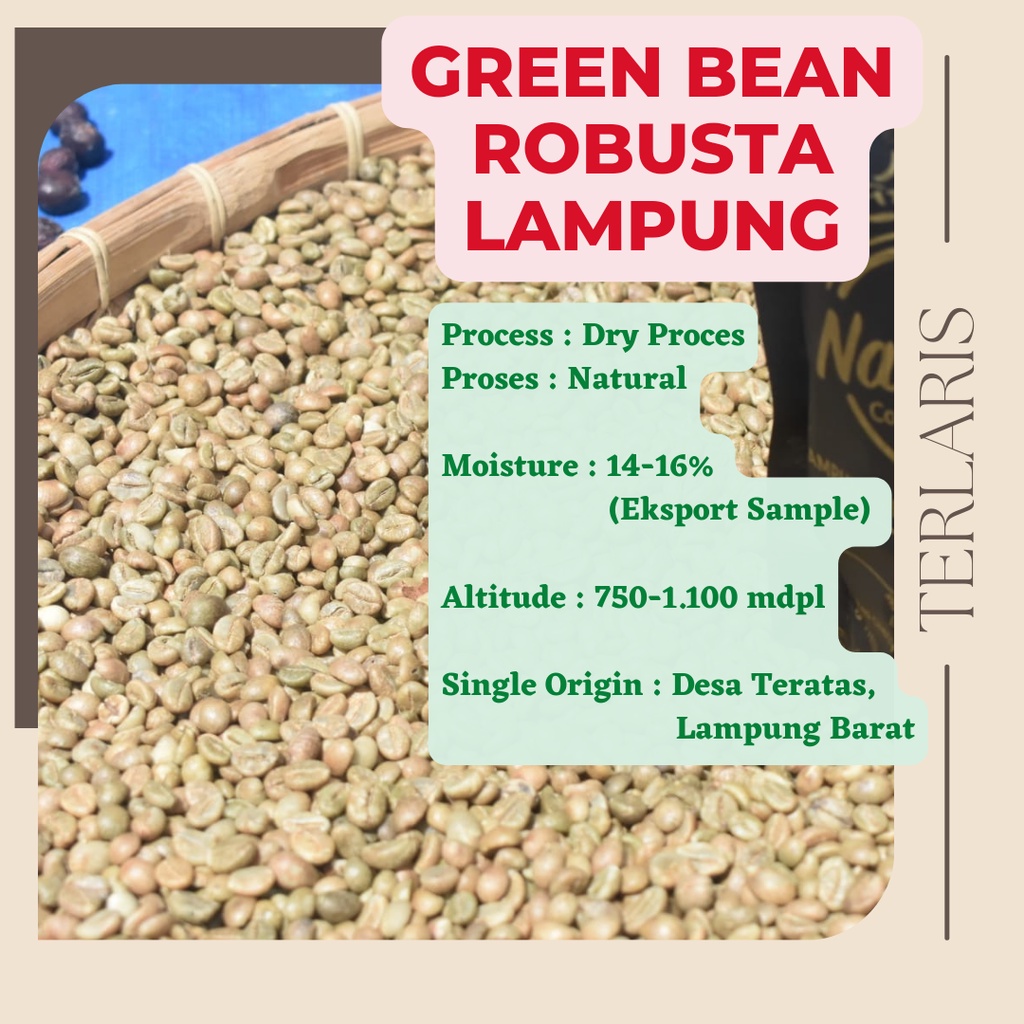 

Green Bean Robusta Grade 1 Single Origin Lampung Barat 1KG 1 Kg