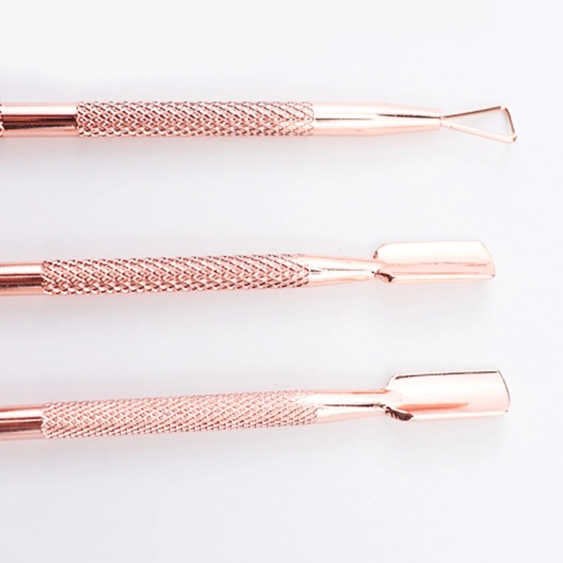 3pcs Alat Pendorong Kutikula Bahan Stainless Steel Untuk Nail Art