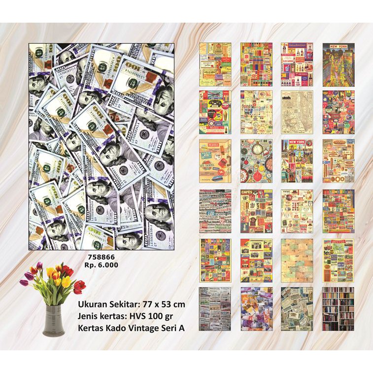 

Kertas Kado Besar Vintage Dollar Bills_Seri A