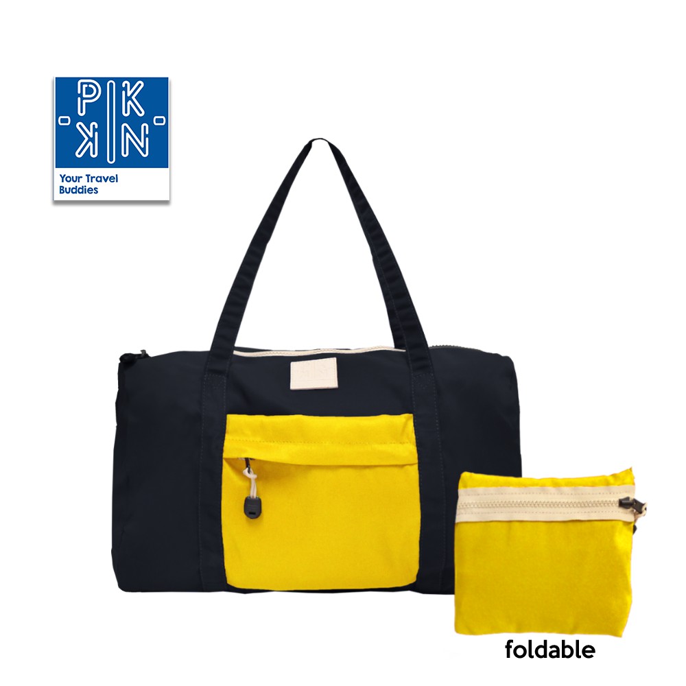 Tas Travel / Tas Gym / Tas Jinjing / Tas Lipat / Duffle Bag Piknik Kobe Black Yellow-1