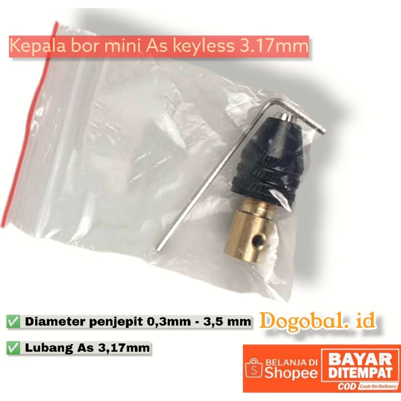 Kepala bor mini otomatis keyless Alat sambungan kepala bor mini dinamo as 3.17mm