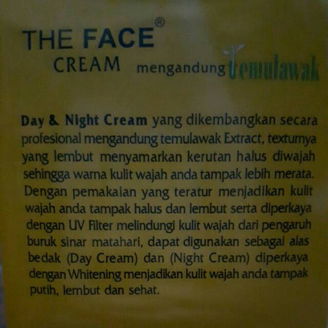 Cream Temulawak THE FACE original.holo super.sudah BPOM / Sabun Batang The Face Temulawak original