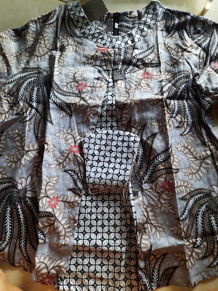 Couple Batik Seragam Kerja Terbaru Warna Grey Size S-m-l-xl-xxl-3l-4l-5l By Batik Dua Putri