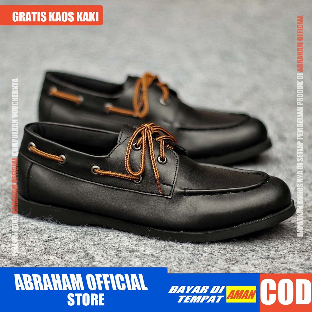 ABRHM x CLAS Sepatu Formal Pria Sepatu Casual Pria Kulit Pu Sepatu Pria Casual Sepatu Kasual Cowok / Cowo Oxford Kerja Kantor Kuliah Kondangan Gaya Keren Kekinian Original Murah Terlaris