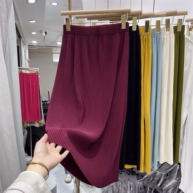 [SEMATA KAKI] Pleated Skirt Import/ Rok Suede Lipit Import/ Rok Suede Polos Warna