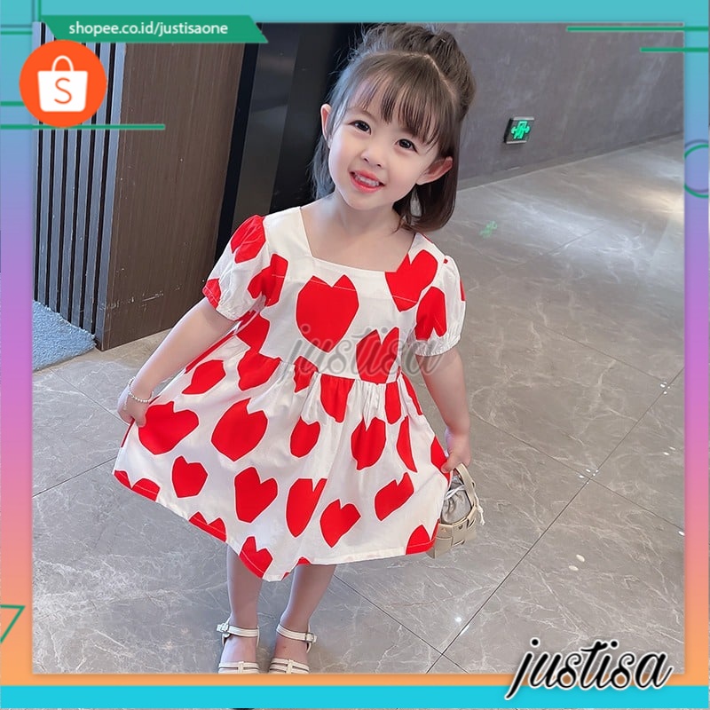 Promo !! Dress katun anak perempuan/dress anak korean murah/ Dress abstract love baloon uk 2-5 thn