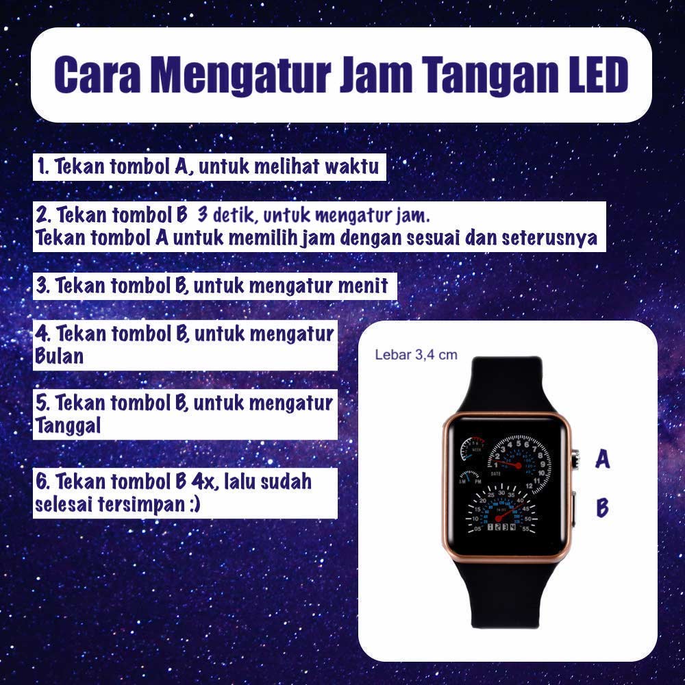 LED Watch [ Putih ] Water Resistant - Jam Tangan Digital Pria &amp; Wanita Strap Rubber LED_8041
