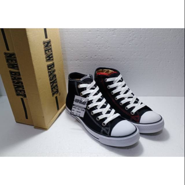Sepatu new basket HC hitam/putih, hitam/merah