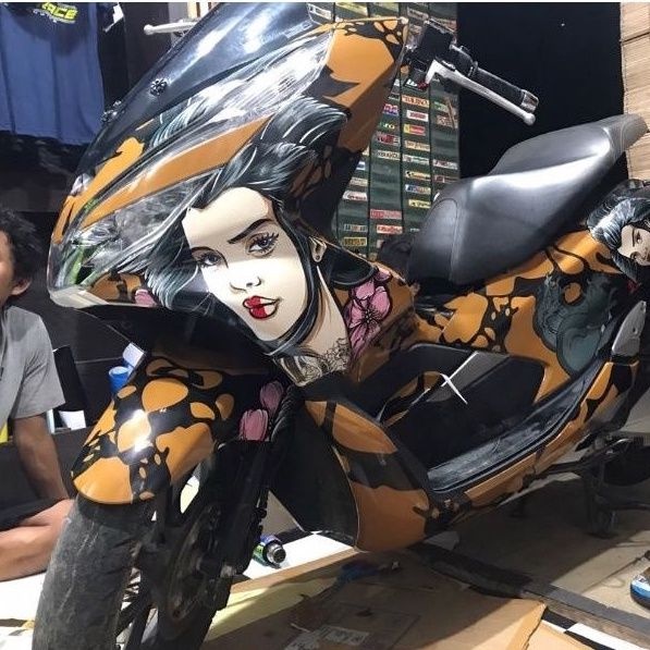 sticker decal full body pcx 150 gold girls yakuza