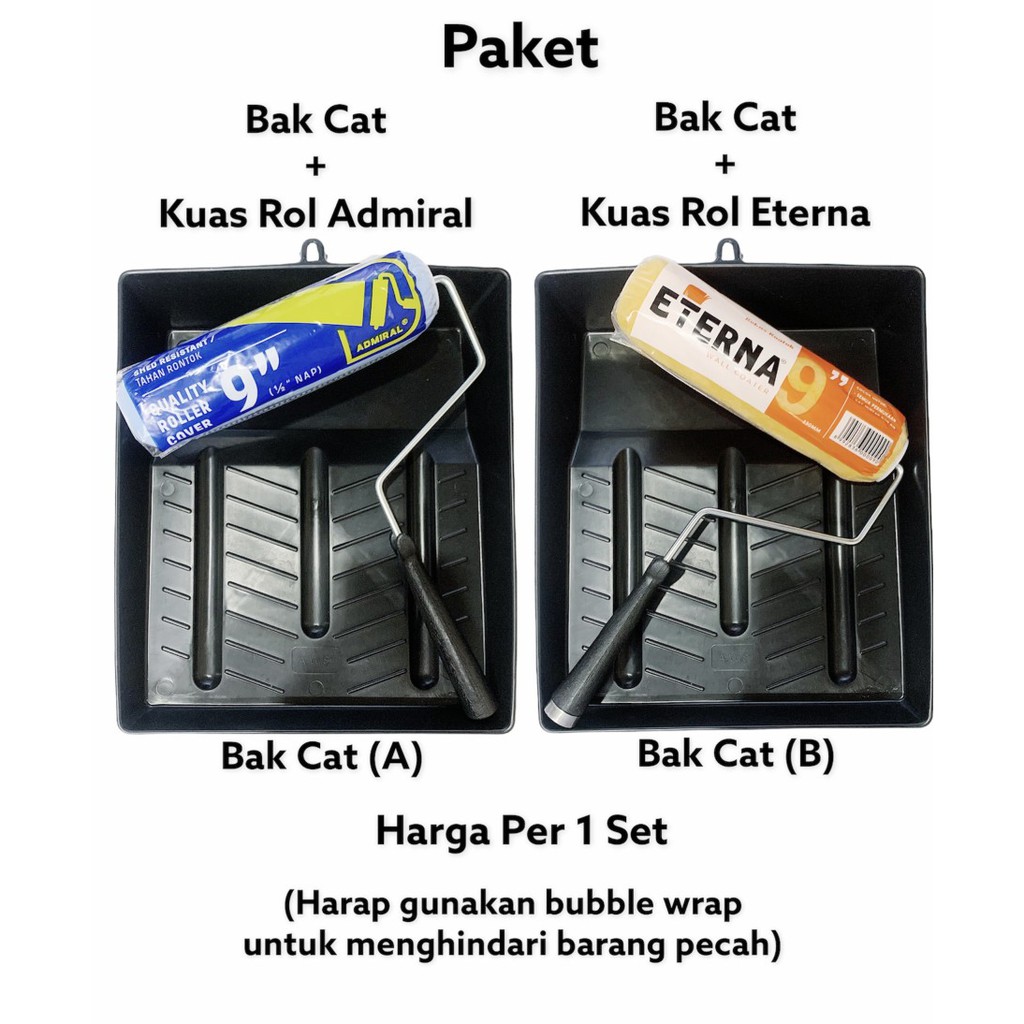 Kuas Rol Eterna + Bak Cat Tembok | Kuas Admiral Minyak | Baki Cat ORI | Material Mart