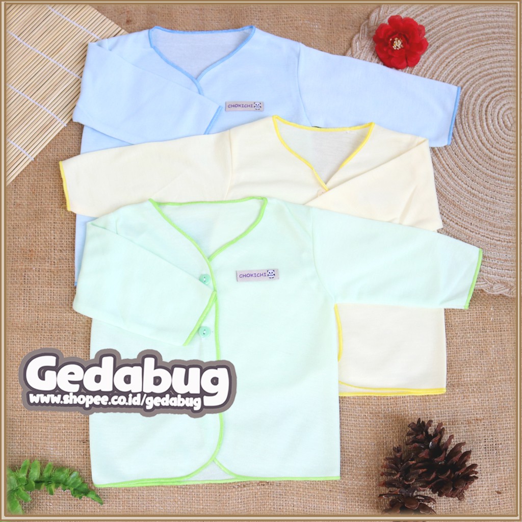 (6pcs) Baju Panjang Bayi SNI CHOKICHI Polos Warna size Newborn 0-4 Bulan