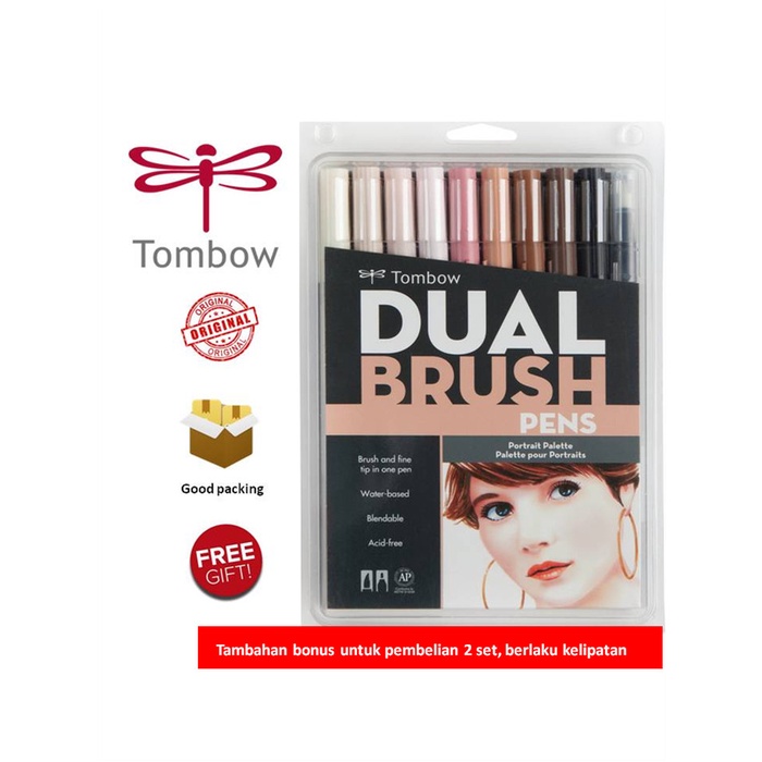 

kaligrafi-perlengkapan- tombow dual brush pen abt, portrait palette, set 10 colors -perlengkapan-