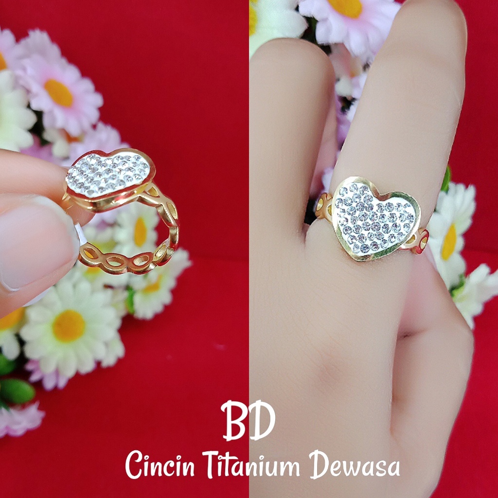 Cincin Titanium Love Permata Putih