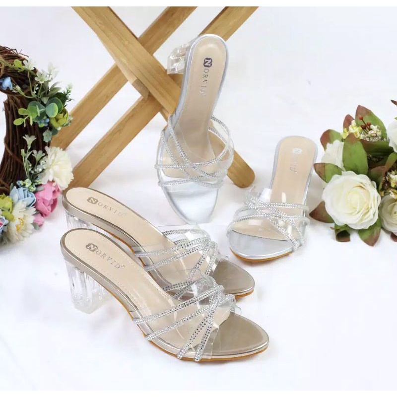 sandal hak tahu 3cm/sandal hak 5cm/sepatu hak kaca/sepatu hak pendek/ sendal hak tahu murah/sandal