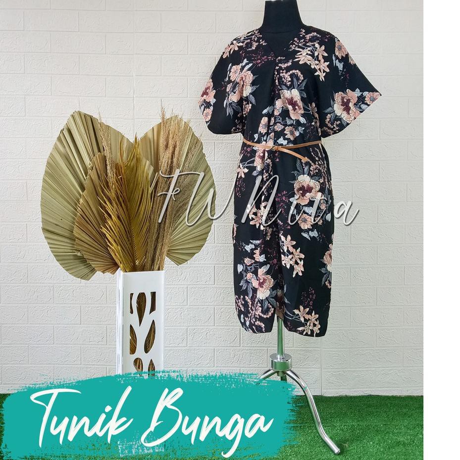 TERDEPAN Baju Tunik Motif Bunga Tunik Wanita Tunik Motif