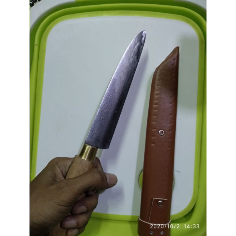 Pisau Cap Garpu + Serangka Baja Per Asli Banten / Pisau Baja Per + Sarung Serangka Khas Pande Banten