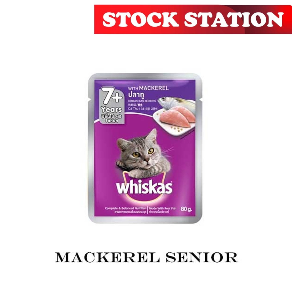 Whiskas Pouch Mackarel Senior 80gr