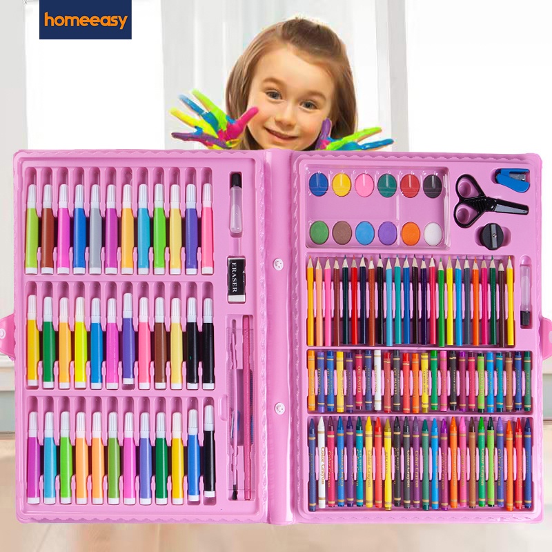 

Alat mewarnai anak sekolaah / Pewarna Set Koper 150 in 1 / Crayon lengkap / Homeeasy Pastel Crayon 150pcs