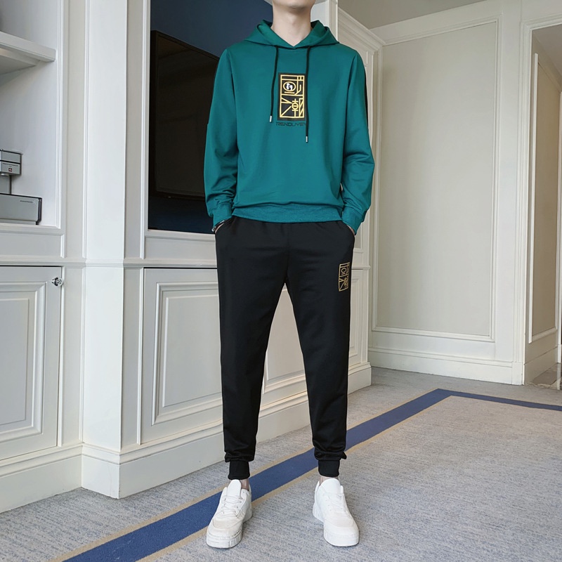 2021 Setelan  Berkerudung Sweter Pria   Trendi Nasional Fashion Olahraga Rekreasi Two-Piece Set Pria