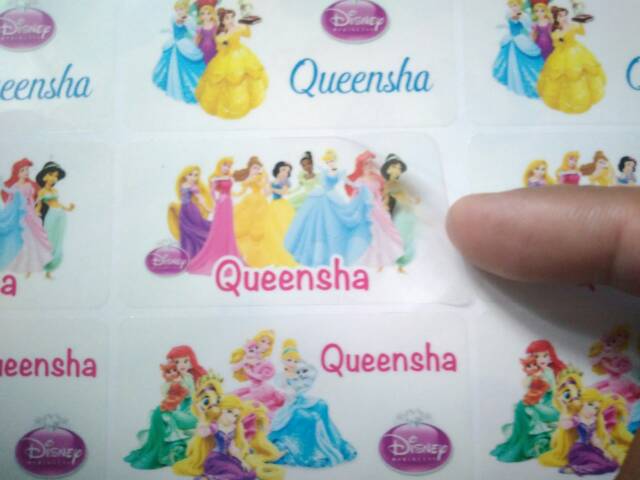 Stiker nama waterproof bahan transparan / bening