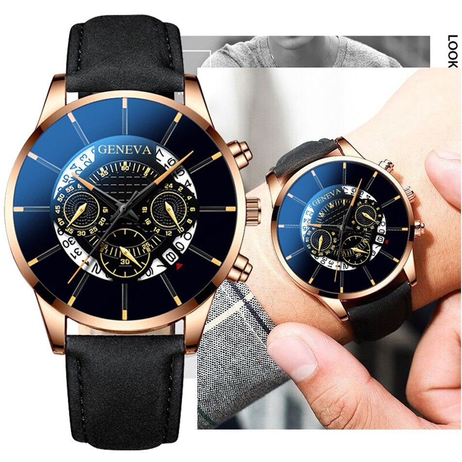 ✅COD Jam Tangan Pria Geneva Chrono Kulit